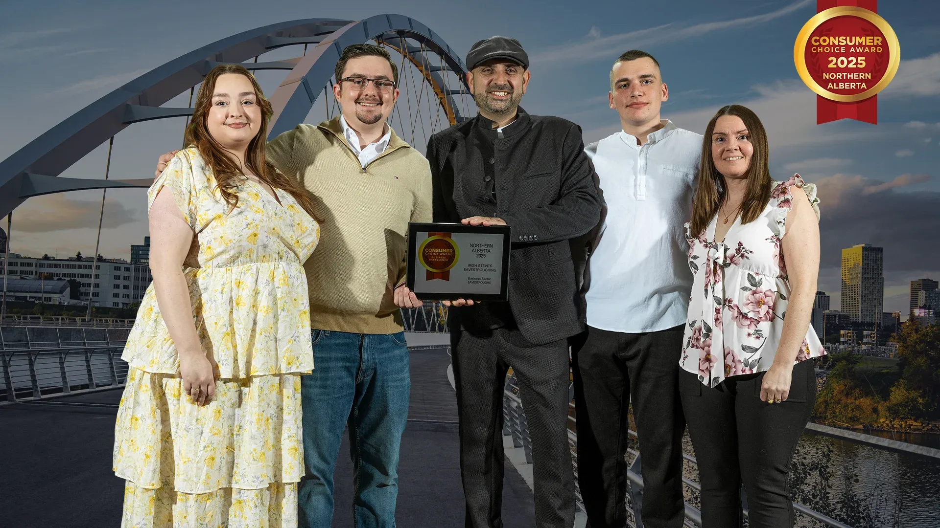 The Irish Steve's Eavestroughing team with their Consumer Choice Award