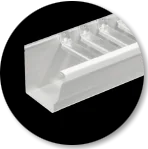 Eavestrough held by spaced hangers
