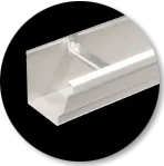 Another view of an eavestrough on spaced hangers